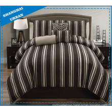 5 Piece Wide Brown Stripe Polyester Comforter Set
